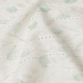 White and Mint Green Leaf Embroidered Cotton Viscose Fabric, 140 Cms Width, Made in China-D26236 Regal Fabrics