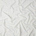 White and Sky Blue Embroidered Leaf Design Cotton Viscose Fabric, 140 Cms Width, Made in China-D26225