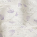 Off White Lavender Floral Embroidered Cotton Voile Fabric Soft Sheer Lightweight Design 150 Cms Width Made in India-D27447