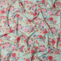 Beige Base with Multicolor Floral Print Pure Cotton Satin Fabric, 140 Cms Width, Made in India-D26020