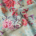 Beige Base with Multicolor Floral Print Pure Cotton Satin Fabric, 140 Cms Width, Made in India-D26020