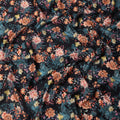 Black Base with Multicolor Floral Print Pure Cotton Satin Fabric, 140 Cms Width, Made in India-D26019