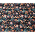 Black Base with Multicolor Floral Print Pure Cotton Satin Fabric, 140 Cms Width, Made in India-D26019