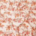 Peach Base with Orange and Pink Floral Print Pure Cotton Satin Fabric, 140 Cms Width, Made in India-D26021