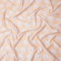 Peach Base with White and Pastel Floral Print Pure Cotton Satin Fabric, 140 Cms Width, Made in India-D26023