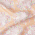 Peach Base with White and Pastel Floral Print Pure Cotton Satin Fabric, 140 Cms Width, Made in India-D26023