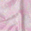 Pink Base with Pastel Floral Print Pure Cotton Satin Fabric, 140 Cms Width, Made in India-D26022