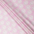 Pink Base with Pastel Floral Print Pure Cotton Satin Fabric, 140 Cms Width, Made in India-D26022