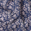 Navy Blue Base with White and Pink Floral Print Pure Cotton Lawn Fabric, 140 Cms Width, Made in India-D26011