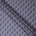 Navy Blue Base with White and Pink Floral Print Pure Cotton Lawn Fabric, 140 Cms Width, Made in India-D26011
