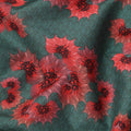 Green Base with Red Floral Print Pure Cotton Lawn Fabric, 140 Cms Width, Made in India-D26012