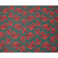 Green Base with Red Floral Print Pure Cotton Lawn Fabric, 140 Cms Width, Made in India-D26012