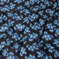 Black Base with Blue Floral Print Pure Cotton Lawn Fabric, 140 Cms Width, Made in India-D26010