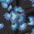 Black Base with Blue Floral Print Pure Cotton Lawn Fabric, 140 Cms Width, Made in India-D26010