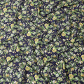 Navy Blue Base with Yellow and White Floral Print Pure Cotton Lawn Fabric, 140 Cms Width, Made in India-D26028