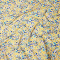 Yellow Base with Blue and White Floral Print Pure Cotton Lawn Fabric, 140 Cms Width, Made in India-D26015