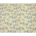 Yellow Base with Blue and White Floral Print Pure Cotton Lawn Fabric, 140 Cms Width, Made in India-D26015