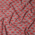 Grey Base with Red Paisley Print Pure Cotton Lawn Fabric, 140 Cms Width, Made in India-D26018
