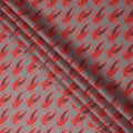 Grey Base with Red Paisley Print Pure Cotton Lawn Fabric, 140 Cms Width, Made in India-D26018
