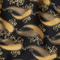 Black Paisley Printed Cotton Lawn Fabric Traditional Motif Design Soft Sewing Material 4.0 Meters Length 110 Cms Width India-D27644