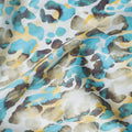 Aqua Blue and Yellow Abstract Animal Print Pure Cotton Satin Fabric, 140 Cms Width, Made in India-D26026