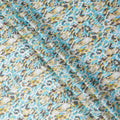 Aqua Blue and Yellow Abstract Animal Print Pure Cotton Satin Fabric, 140 Cms Width, Made in India-D26026