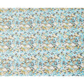 Aqua Blue and Yellow Abstract Animal Print Pure Cotton Satin Fabric, 140 Cms Width, Made in India-D26026
