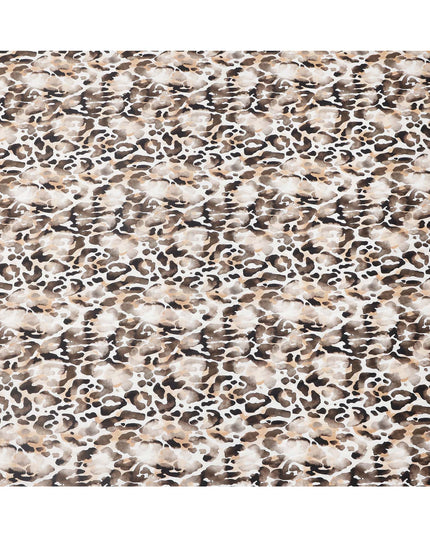 Brown and Beige Abstract Animal Print Pure Cotton Satin Fabric, 140 Cms Width, Made in India-D26025