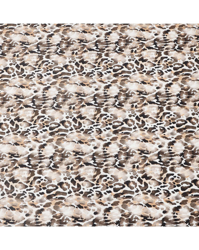 Brown and Beige Abstract Animal Print Pure Cotton Satin Fabric, 140 Cms Width, Made in India-D26025