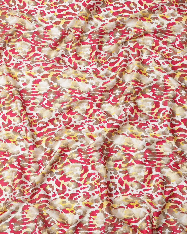 Red and Yellow Abstract Animal Print Pure Cotton Satin Fabric, 140 Cms Width, Made in India-D26027