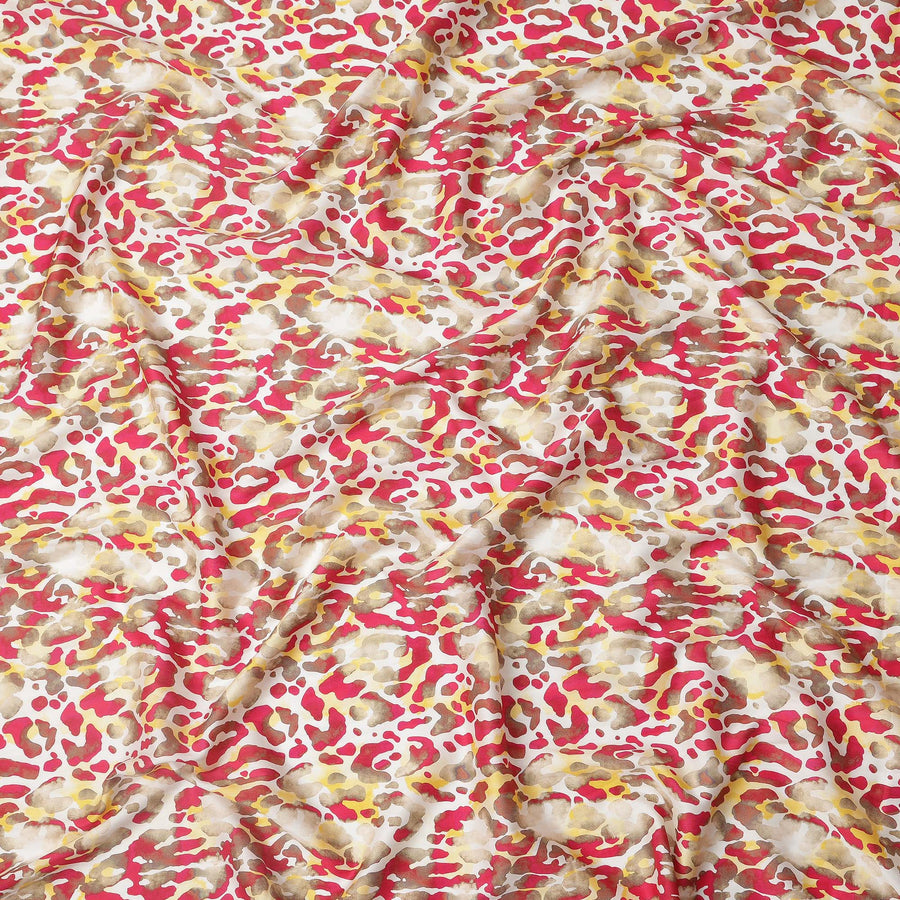 Red and Yellow Abstract Animal Print Pure Cotton Satin Fabric, 140 Cms Width, Made in India-D26027