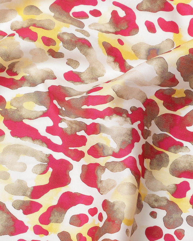 Red and Yellow Abstract Animal Print Pure Cotton Satin Fabric, 140 Cms Width, Made in India-D26027