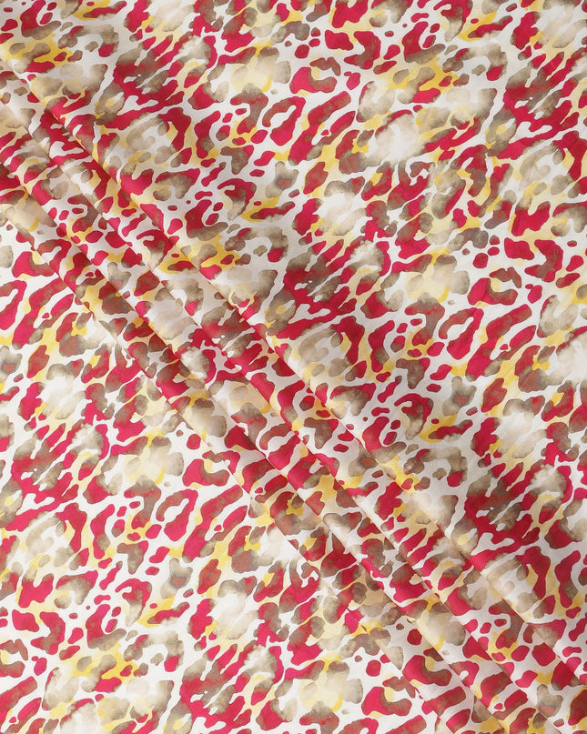 Red and Yellow Abstract Animal Print Pure Cotton Satin Fabric, 140 Cms Width, Made in India-D26027