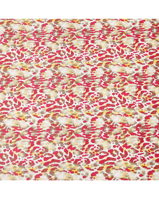 Red and Yellow Abstract Animal Print Pure Cotton Satin Fabric, 140 Cms Width, Made in India-D26027