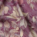 Mauve and Beige Floral Printed Viscose Modal Satin Fabric, 110 Cms Width, Made in India-D26255