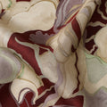 Maroon and Beige Abstract Printed Synthetic Satin Fabric, 110 Cms Width, Made in India-D26248