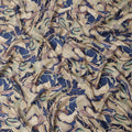 Navy Blue and Beige Abstract Marble Printed Viscose Modal Satin Fabric, 110 Cms Width, Made in India-D26252