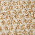 Cream and Mustard Floral Printed Viscose Crepe Fabric, 110 Cms Width, Made in India-D26244