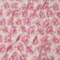 Cream and Pink Floral Printed Viscose Crepe Fabric, 110 Cms Width, Made in India-D26243