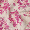 Cream and Pink Floral Printed Viscose Crepe Fabric, 110 Cms Width, Made in India-D26243