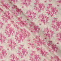 Cream and Pink Floral Printed Viscose Crepe Fabric, 110 Cms Width, Made in India-D26243