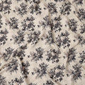 Cream and Black Floral Printed Viscose Crepe Fabric, 110 Cms Width, Made in India-D26245