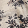 Cream and Black Floral Printed Viscose Crepe Fabric, 110 Cms Width, Made in India-D26245