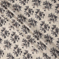 Cream and Black Floral Printed Viscose Crepe Fabric, 110 Cms Width, Made in India-D26245