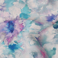 Blue and Lilac Watercolor Floral Printed Viscose Crepe Fabric, 110 Cms Width, Made in India-D26247