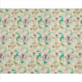 Beige and Aqua Watercolor Floral Printed Viscose Crepe Fabric, 110 Cms Width, Made in India-D26246