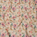 Beige and Multicolor Watercolor Floral Printed Viscose Crepe Fabric, 110 Cms Width, Made in India-D26249