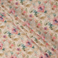 Beige and Multicolor Watercolor Floral Printed Viscose Crepe Fabric, 110 Cms Width, Made in India-D26249