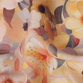 Peach Beige Floral Viscose Crepe Fabric