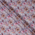 Lilac Pink Floral and Butterfly Printed Viscose Crepe Fabric, 110 Cms Width, Made in India-D26214